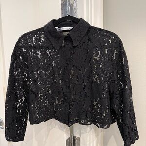 Black Lace Cropped Top